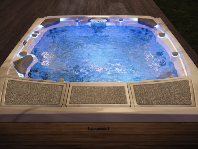 Sundance Spas 980 Series hot tub interior LED lighting at night